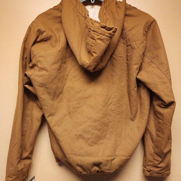 Lee Men's Hooded Zip Up Sherpa Lined Canvas Workwear Bomber Jacket - Picture 2 of 6